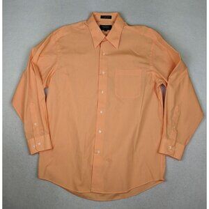 PEEBLES - MEN'S ORANGE LONG SLEEVE BUTTON-UP DRESS SHIRT - M 15-15.5 X 32/33